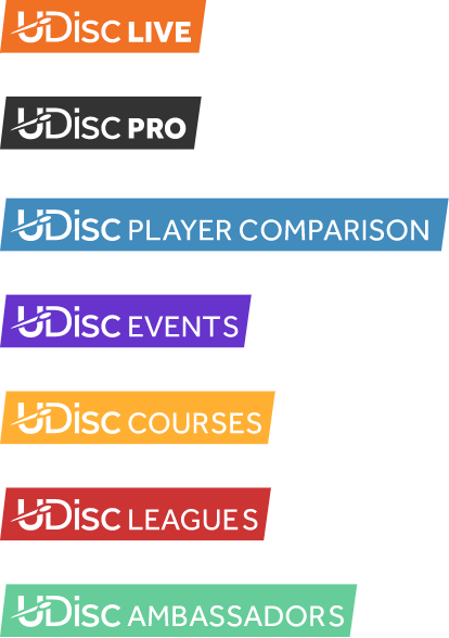 Different colored flags with udisc logo and text