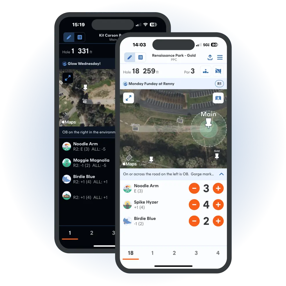 Score your disc golf round with the UDisc app